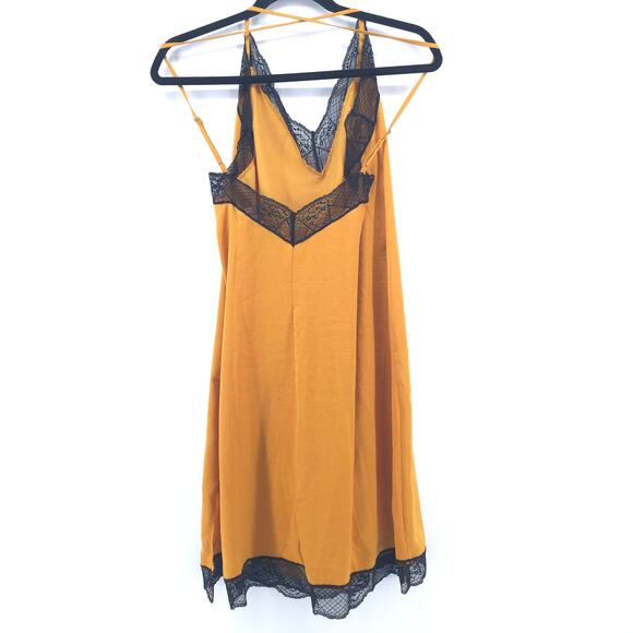 Midnight Bakery Y2K Lace Babydoll Mustard Marigold Slip Dress Mini Dress M - Picture 7 of 11